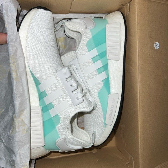 White & Turquoise Adidas NMD - Picture 3 of 4